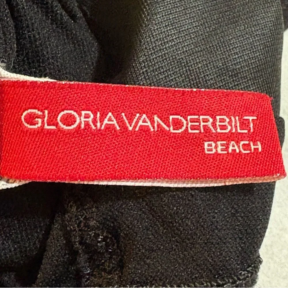 Gloria Vanderbilt Black One-Piece Swimsuit White Raised Butterfly Accent Strappy